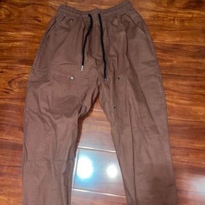 New red cargo drawstring pants